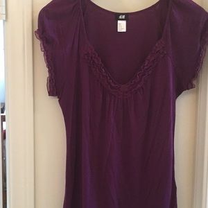 H&M Purple ruffled T-shirt